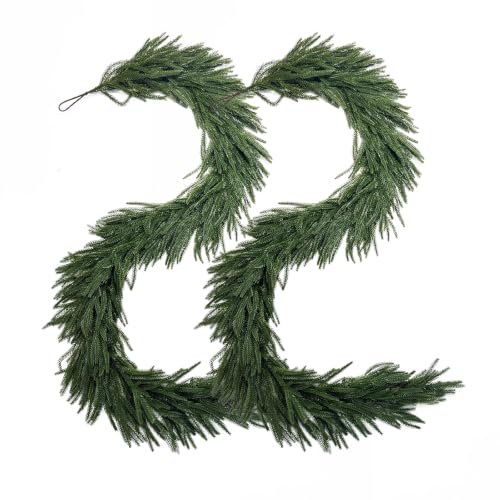 6ft Real Touch Norfolk Pine Garland Set - Indoor & Outdoor Holiday Decor