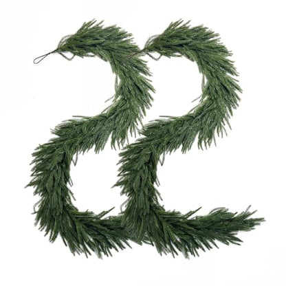 6ft Real Touch Norfolk Pine Garland Set - Indoor & Outdoor Holiday Decor