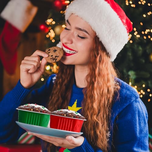 150 Pcs 10 oz Christmas Red & Green Mini Cake Pans with Lids Set
