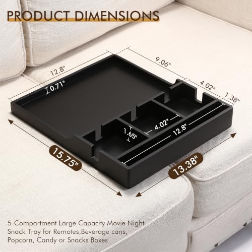 Black Oversize Couch Table Insert for Sectionals - Sofa Middle Seat Organizer
