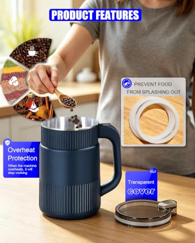 Blue Electric Grain Mill Grinder 500G Stainless Steel Flour Mill for Home Use