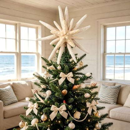 Natural Starfish Christmas Tree Topper 10 Inch Coastal Nautical Decor
