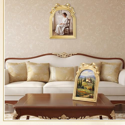 Vintage Gold Frame Set - 6 Pieces 8x10 Wall & Tabletop Photo Frames - Retro Style