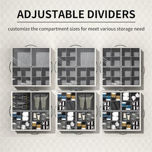 Aokeyee Shoe Organizer for Closet,Foldable Shoe Storage Organizer Box Bin with Adjustable Dividers and Clear Cover, Fits up to 16 Pairs