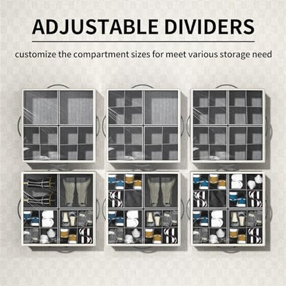 Aokeyee Shoe Organizer for Closet,Foldable Shoe Storage Organizer Box Bin with Adjustable Dividers and Clear Cover, Fits up to 16 Pairs