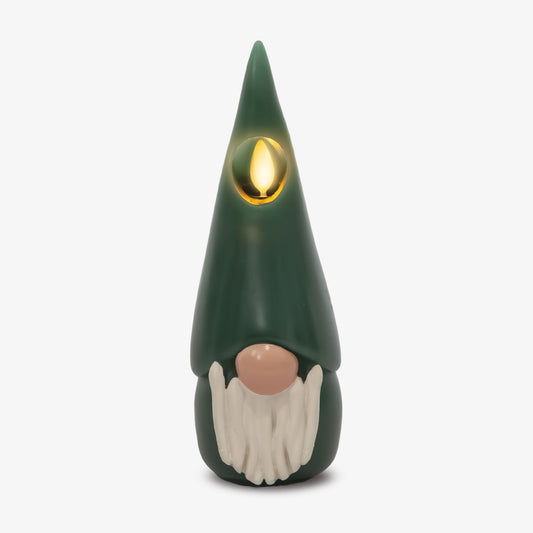 Luminara Gnome Figural Flameless LED Candle - Green 2.8" x 8" - Battery Operated Christmas Winter Decoration Real Wax Unscented Home Decor Indoor