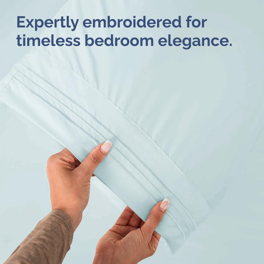 Skiennix Body Pillowcases Set of 4 | Soft, Breathable 20x54 Long Pillow Covers - Machine Washable, Fade-Free (Ice Blue)