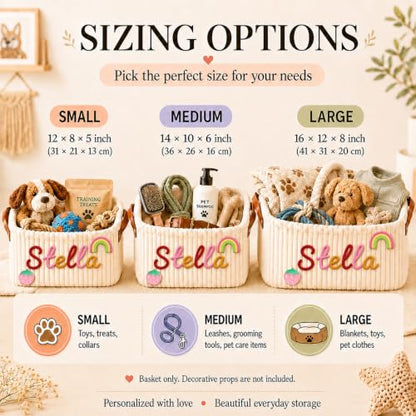 Personalized Pet Toy Storage Basket for Dogs and Cats - Custom Name & Icon