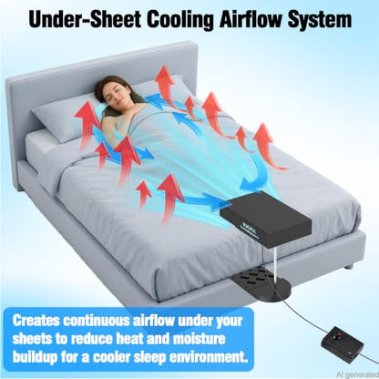 Bed Fan Under Sheets with Adjustable Speed - Black