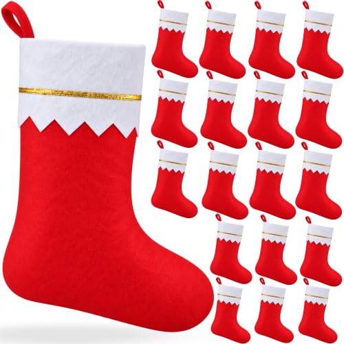 14 Pack Christmas Stockings Bulk - 15 Inch Red & White Non-Woven Holiday Decorations - Variation of THIS listing