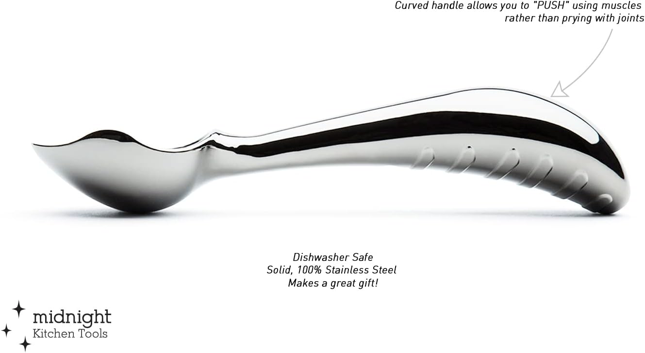 Midnight Scoop - Ergonomic Stainless Steel Ice Cream Scoop | Heavy-Duty & Dishwasher-Safe Design