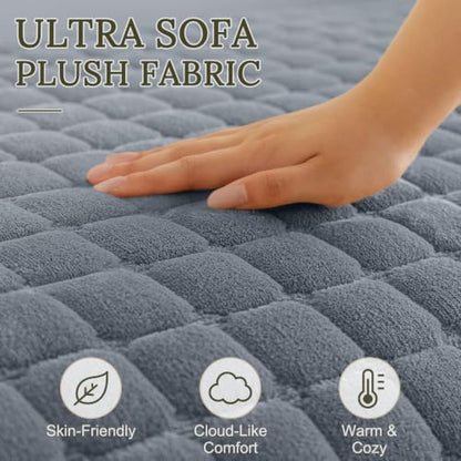 Velvet Couch Cover for Dogs - Non-Slip Sofa Protector 36x71 Grey