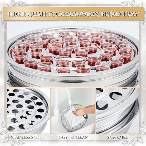 4 Pcs Silver Communion Trays & Disposable Cups Church Supplies - Variation of 4 / Silver