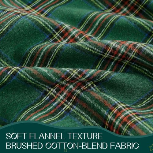 Romanstile Christmas Green Plaid Ruffled Round Tablecloth 70 Inch - Holiday Decor