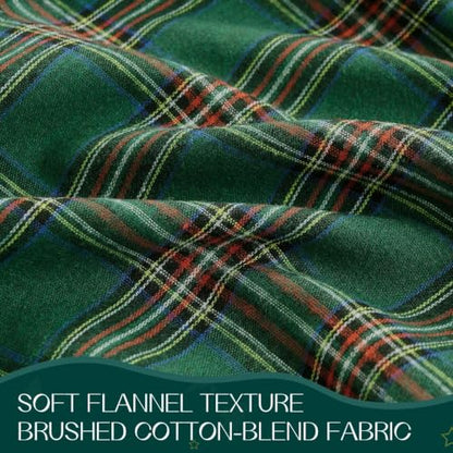 Romanstile Christmas Green Plaid Ruffled Round Tablecloth 70 Inch - Holiday Decor