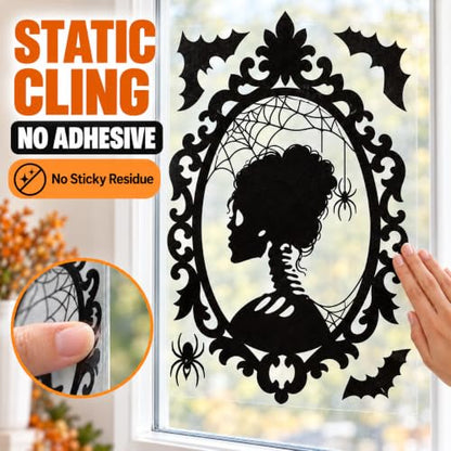 Halloween Window Clings 9 Pack - Reusable Static Silhouette Decorations