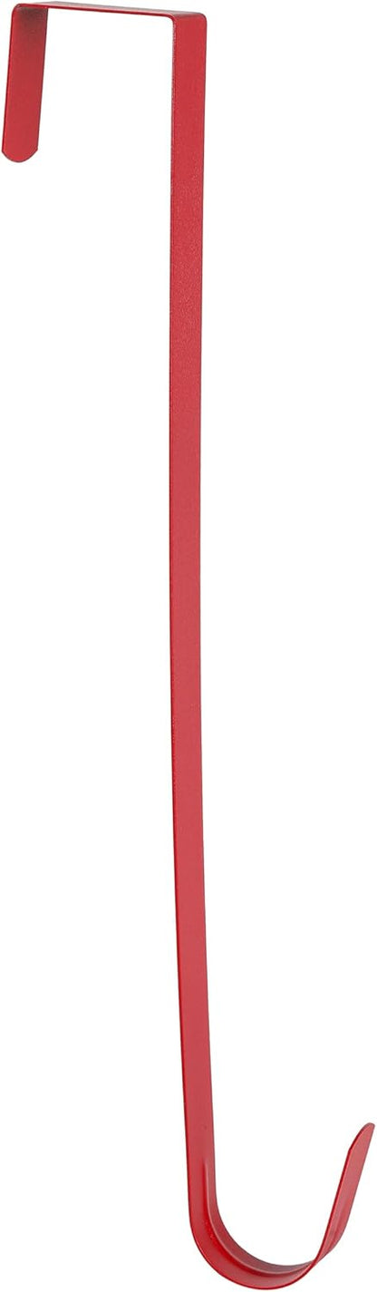 Sattiyrch 15" Wreath Hanger - Sturdy Steel Over The Door Hook for Front Door Decor (Red)