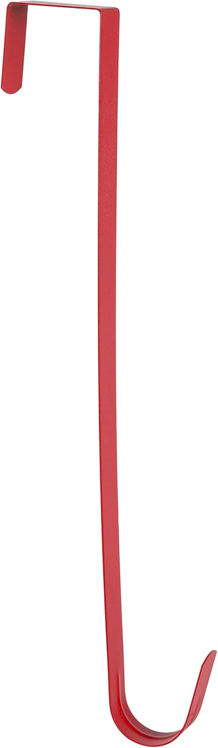 Sattiyrch 15" Wreath Hanger - Sturdy Steel Over The Door Hook for Front Door (Red, 4")