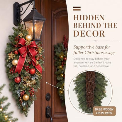Grapevine Teardrop Swag Wreath Base 20 Inch with 40 Floral Wire Stems - Variation 42