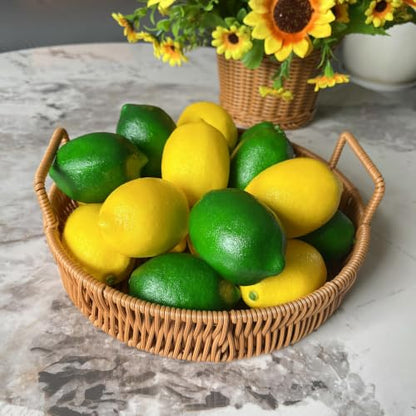 Artificial Lemons Set of 7 - Lifelike Fake Citrus for Home Decor, Yellow