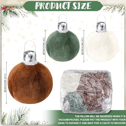 Moss Green Velvet Christmas Bell Pillow Set - 3 Pcs Holiday Decor