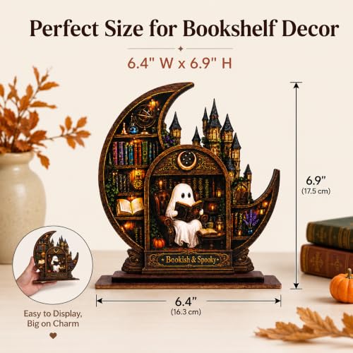 Halloween Bookish Ghost Decor - Castle Variation for Bookshelf & Library Scene