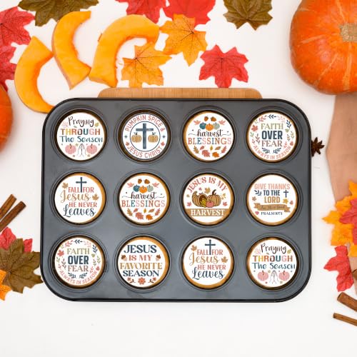 Fall Jesus Edible Cupcake Toppers 36PCS - Thanksgiving Religious Cake Decor