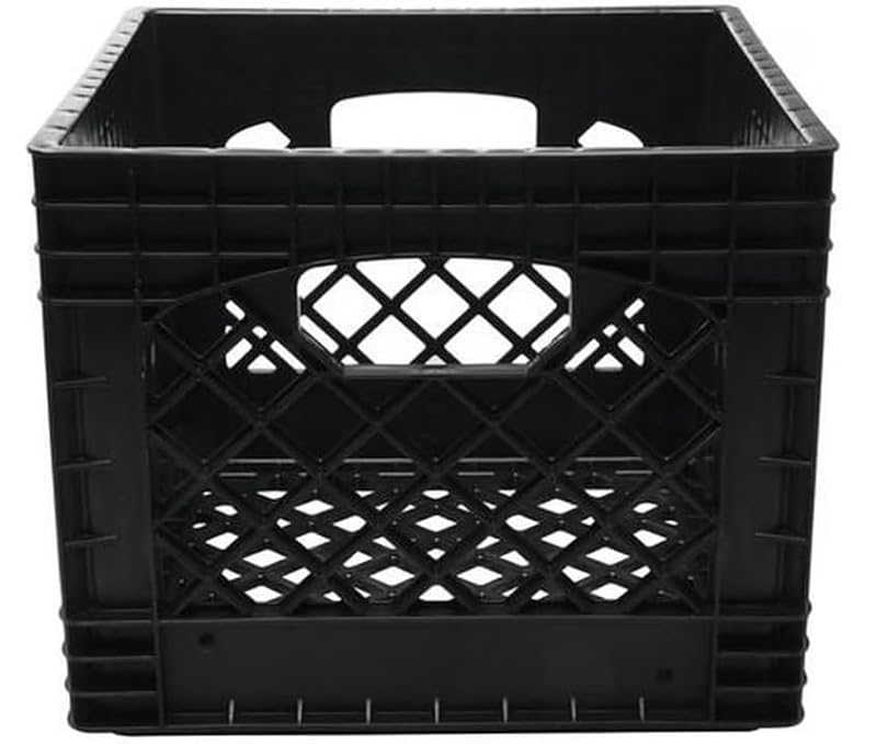 Heavy-Duty Plastic Storage Crate 16QT Stackable Indoor Outdoor Organization