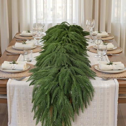 9FT Artificial Norfolk Pine Garland - Real Touch Holiday Decor, Indoor & Outdoor