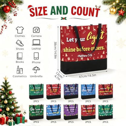 20 Trendy Christian Tote Bags for Women Bible Gift Set - Black & White