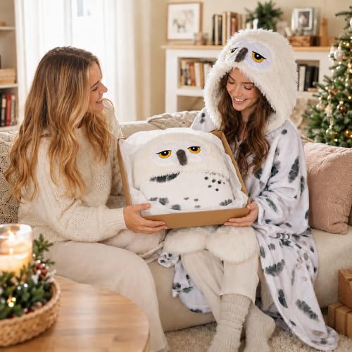 Wearable Snowy Owl Hooded Blanket for Winter Cozy Comfort - Multicolor