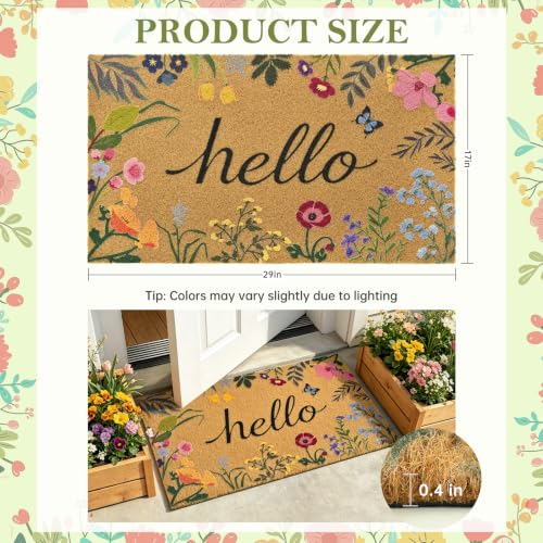 Multi Floral Front Door Mat 17x29 Inches Non-Slip Welcome Doormat