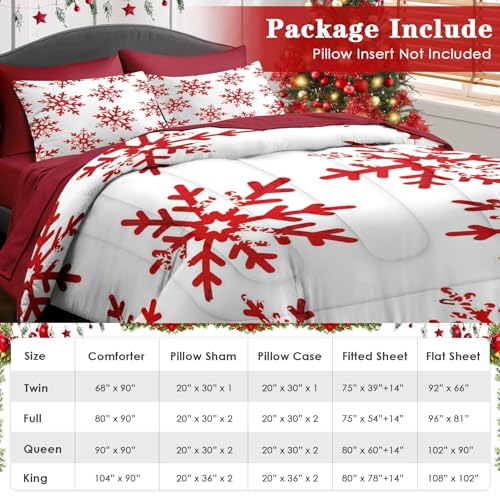 King Snowflake Christmas Comforter Set with Sheets - Cozy Holiday Bedding