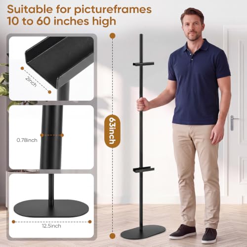 Large Floor Easel Stand for Sign and Artwork - Black, 63 Inch