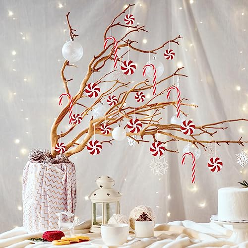Christmas Candy Cane Ornaments Set - Red and White Holiday Tree Decorations