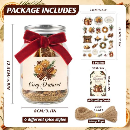 Christmas Potpourri Set with Jars - 6 Fragrance Blends for Festive Aromas