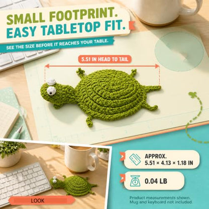 Green Crochet Lizard Coaster - Reptile Design for Drink Protection
