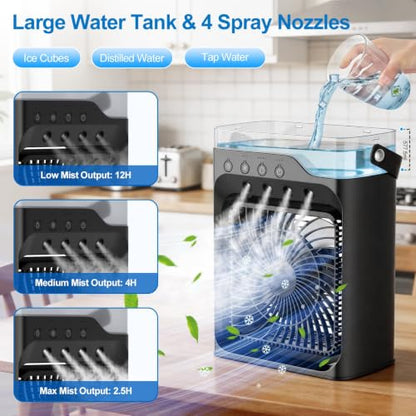 Portable Air Conditioner with Remote & Mist Fan, Quiet Personal Cooler