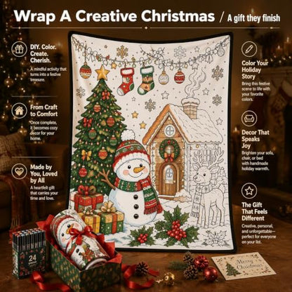 DIY Coloring Blanket Christmas Variation - Washable Sherpa Fleece with Markers