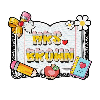 Personalized Classroom Shaped Rug - Composition Notebook Design B03