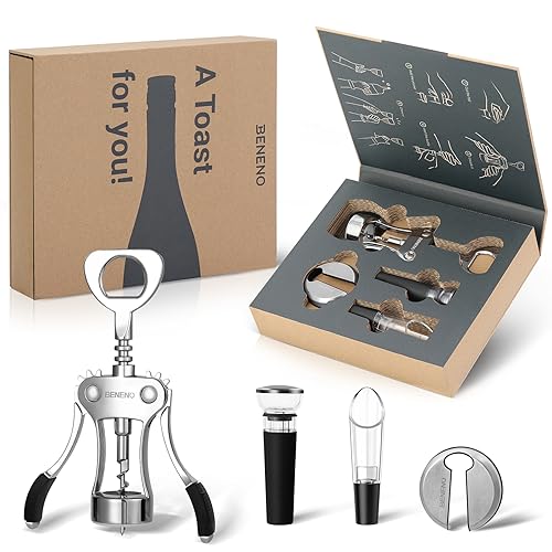 Beneno Corkscrew Wine Bottle Opener Gift Set Ingot Silver