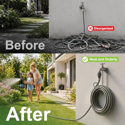 Heavy Duty Garden Hose Holder Water Holder for Outside - Black - 2 Pcs