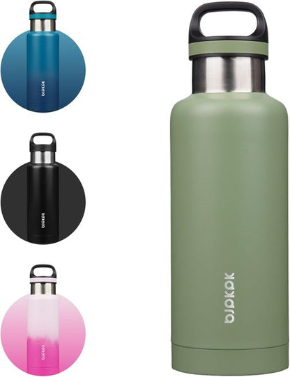 BJPKPK Insulated Water Bottle - 32oz Stainless Steel Flask with Handle | Double-Wall Vacuum, BPA-Free, Forest Green