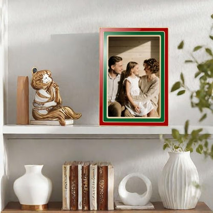 4x6 Enamel Photo Frame Set - Red & Green Festive Family Wall & Tabletop Decor (2 Pieces)