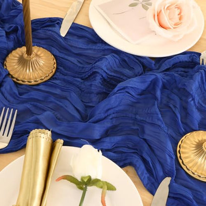Royal Blue Cheesecloth Table Runner 120 Inch - Boho Wedding Decor, Set of 12
