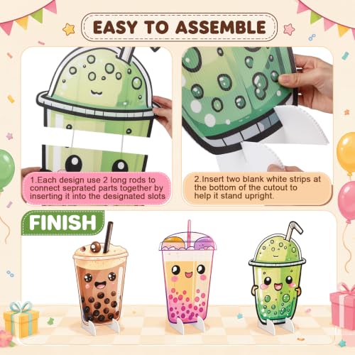 Bubble Tea Party Decorations Stand Up Cutouts - 3 Pack Bubble Tea Theme