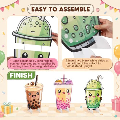 Bubble Tea Party Decorations Stand Up Cutouts - 3 Pack Bubble Tea Theme