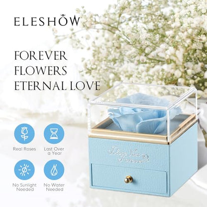 A5 Light Blue Preserved Real Rose Gift for Mom, Wife, Girlfriend - Forever Flowers