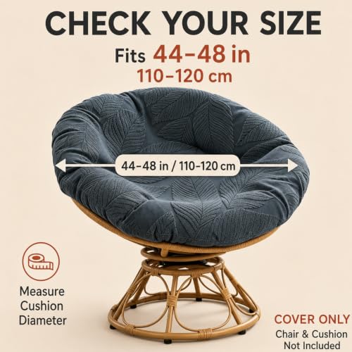 Papasan Cushion Cover - Leaf Jacquard, Fits 44-48 Inch Round Chair, Green
