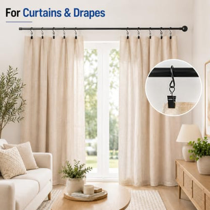 50 Pack Metal Curtain Clips with Hooks for Hanging & Organization